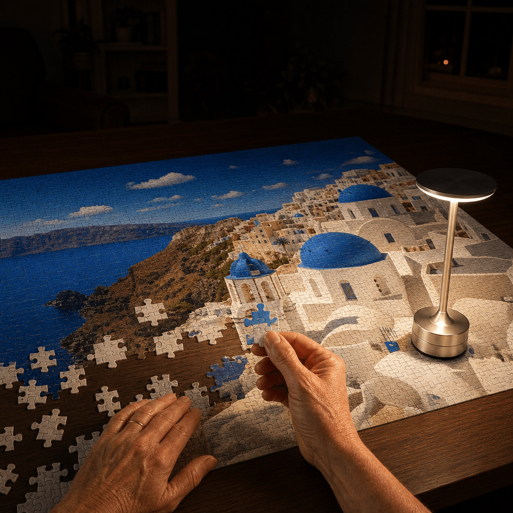 Side light at table level, no shadow
