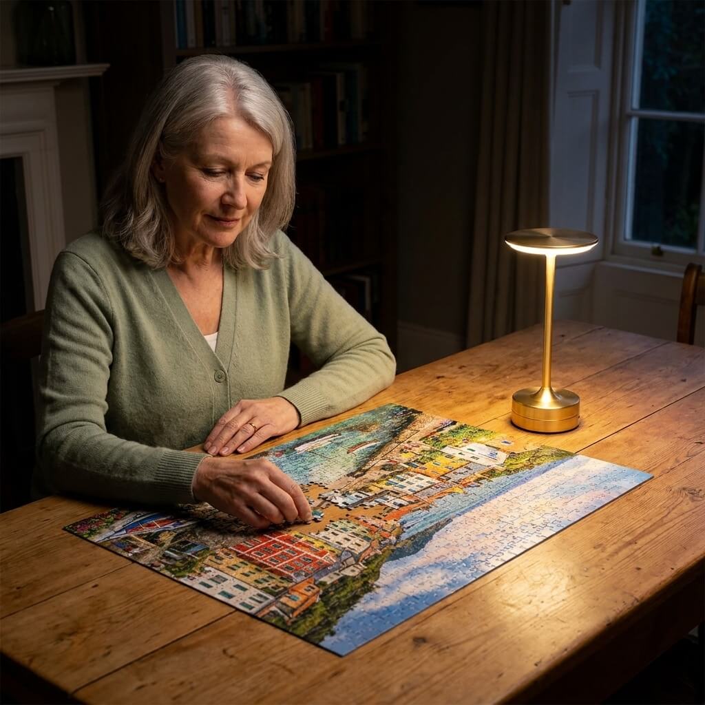 EMBAR lamp lighting a puzzle in progress
